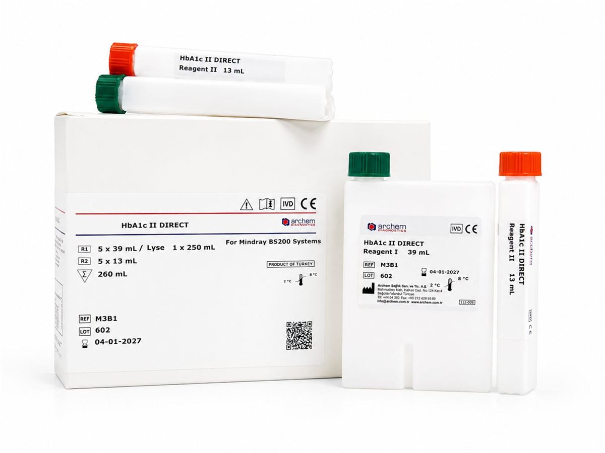 Archem HbA1c II DIRECT otomatik biyokimya analizörleri için immünotürbidimetrik HbA1c reaktifi