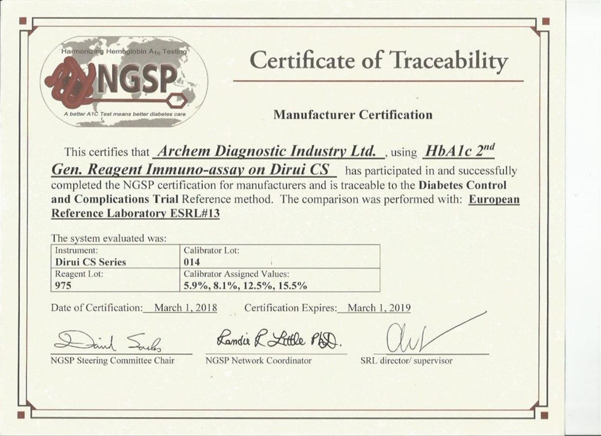CS Serisi HbA1c NGSP Sertifikası