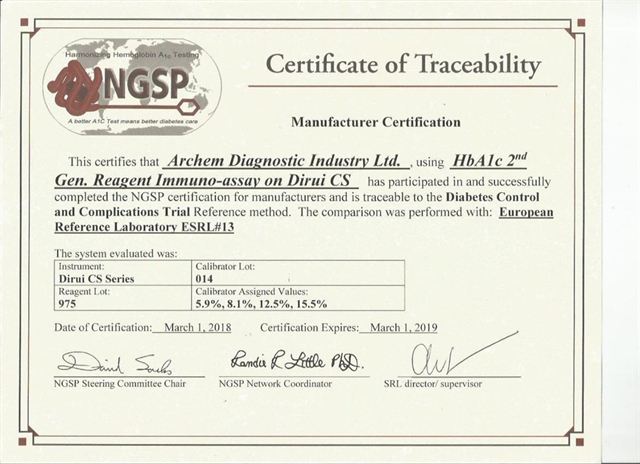 CS Serisi HbA1c NGSP Sertifikası